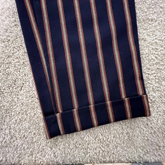 Zara Trafaluc Collection Trousers Striped Blue Paper bag Tie Tapered Leg Size 5 - Picture 3 of 9